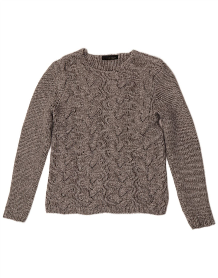 Zara Herren-Pullover mit Rundhalsausschnitt, großes graues Nylon