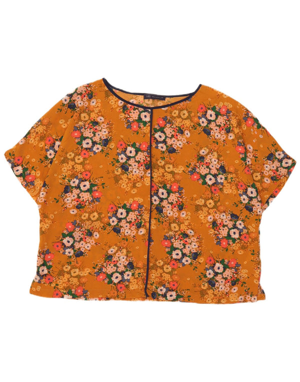 Marks & Spencer Damen-Blusenoberteil in Übergröße, UK 18, XL, Orange mit Blumenmuster
