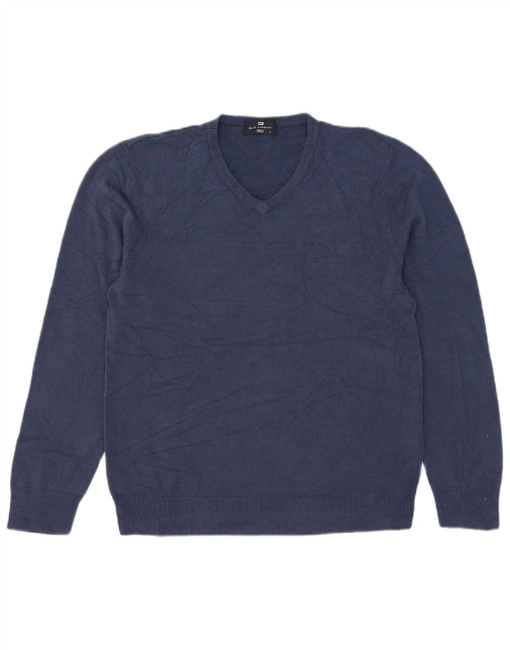 Marks & Spencer Herren Blue Harbour Pullover mit V-Ausschnitt, Größe L, Marineblau