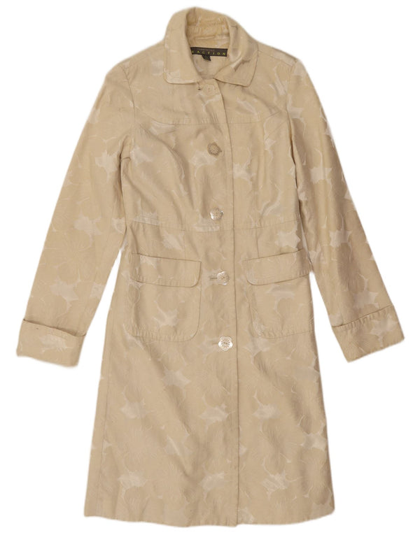 Kenneth Cole Damenmantel UK 10 Small Beige Floral Cotton