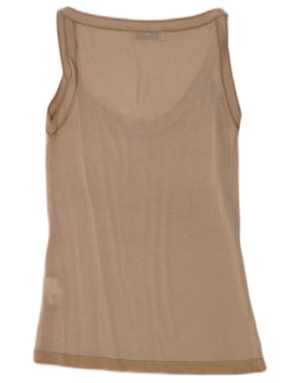 Zara Damen Weste Top UK 12 Mittelbeige Viskose
