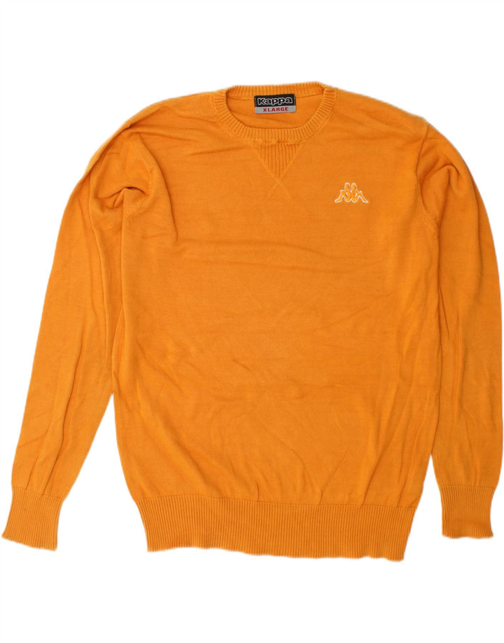 KAPPA Herren-Pullover mit Rundhalsausschnitt, XL, gelbe Baumwolle