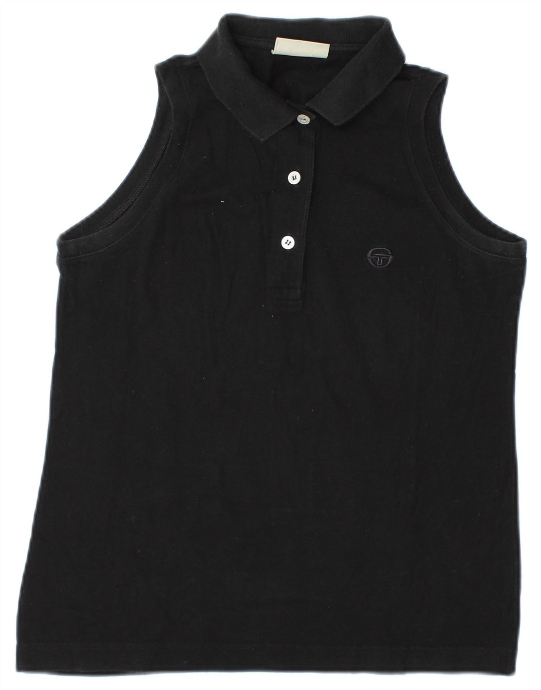 Sergio Tacchini Damen ärmelloses Poloshirt UK 12 Medium Schwarz
