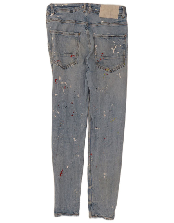 Zara Herren Distressed Skinny Jeans EU 38 Small W30 L27 Blaue Batik-Baumwolle