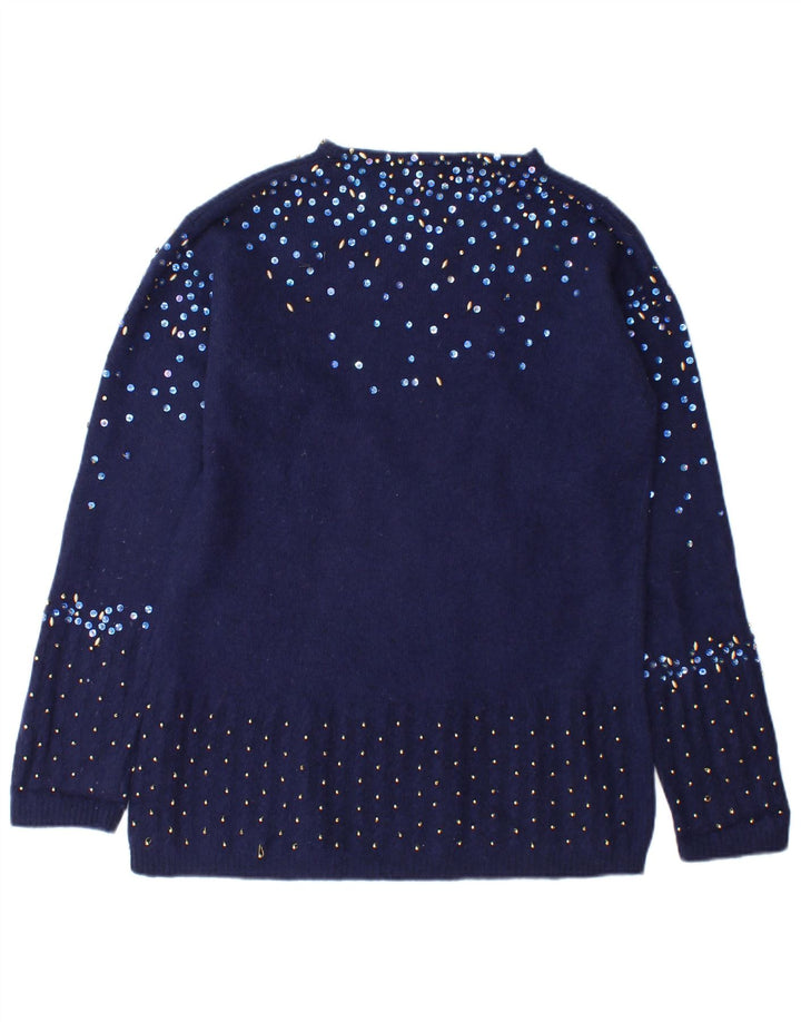 Fiorucci Damen-Pullover mit U-Boot-Ausschnitt, Gr. 14, mittelmarineblau gepunktet