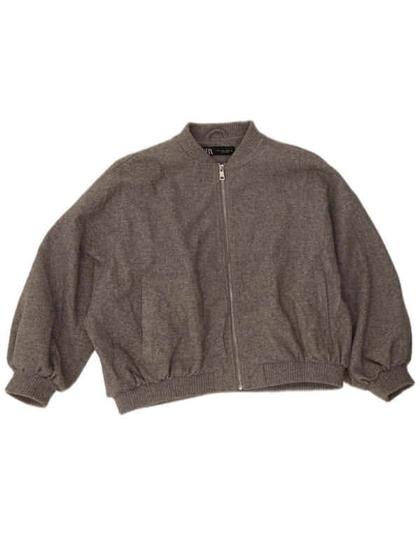 Zara Herren Bomberjacke UK 40 Large Grau geflecktes Polyester
