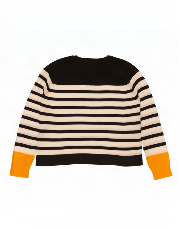 Zara Damen-Pullover, übergroß, Rundhalsausschnitt, Gr. 10, Größe S, Schwarz, gestreift