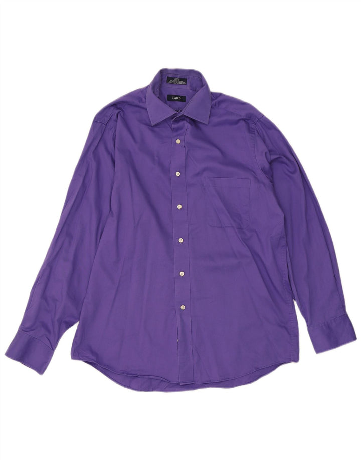 Izod Herrenhemd Größe 16 Large Lila Baumwolle
