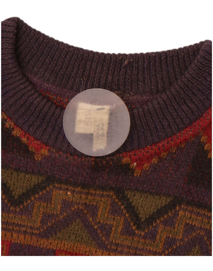 VINTAGE Herren-Pullover mit Rundhalsausschnitt, Größe 52/54, groß, mehrfarbig