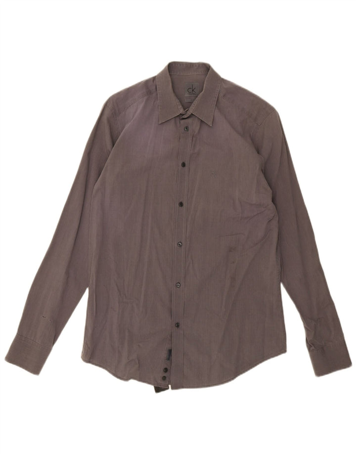 Calvin Klein Herren Slim Fit Hemd Mittelgrau gestreift