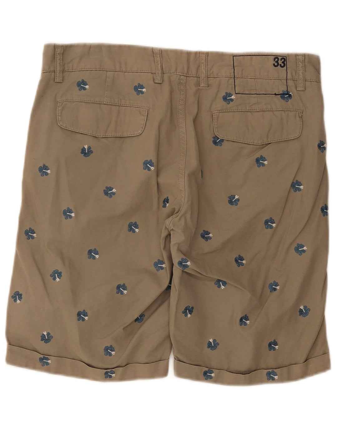 Sun68 Herren-Chinoshorts, normal, W33, mittelbeige, geblümte Baumwolle