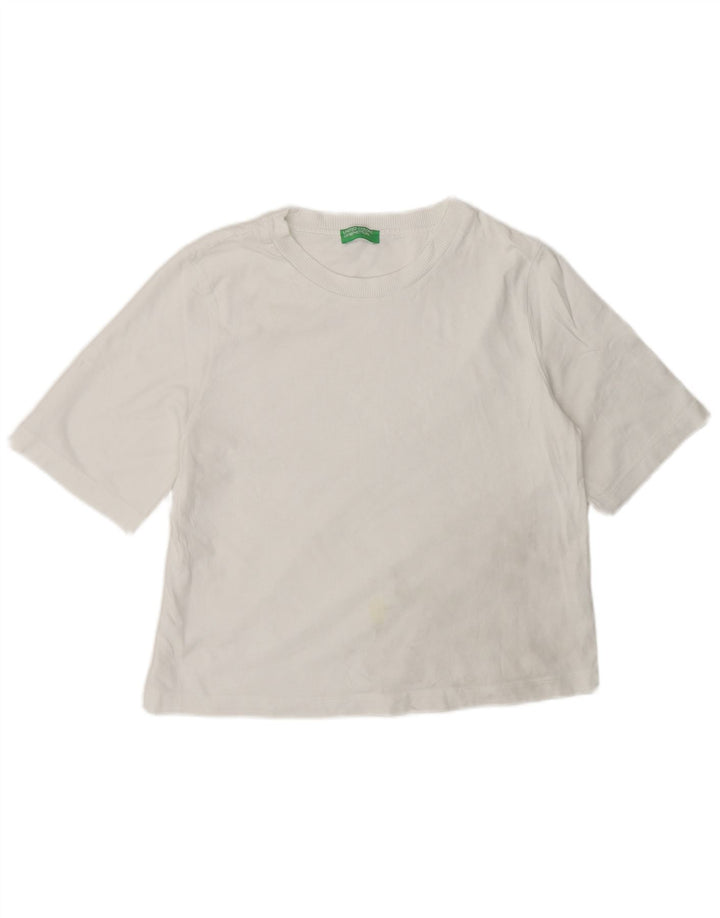 Benetton Damen T-Shirt Top UK 14 Mittelweiße Baumwolle