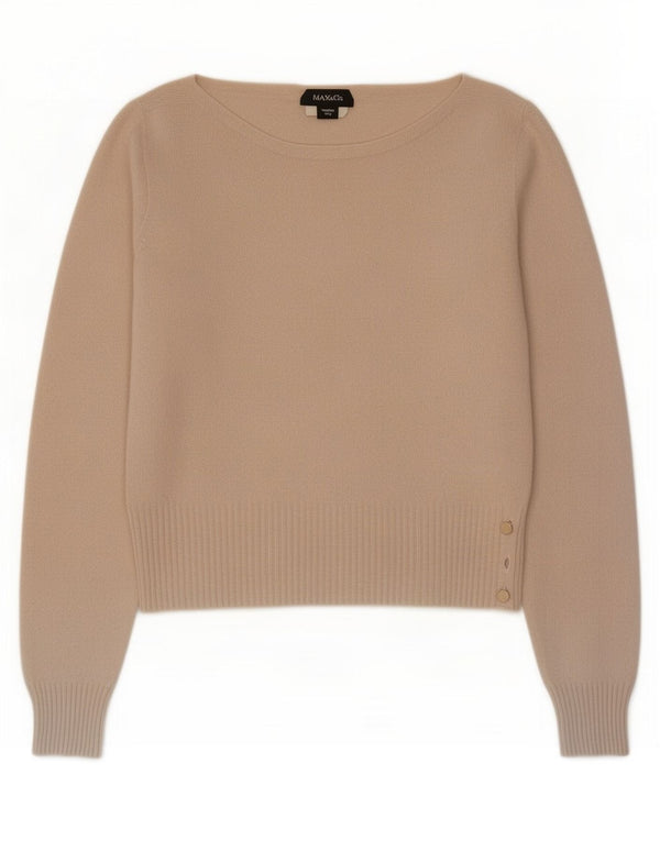 Max & Co. Crop-Pullover mit U-Boot-Ausschnitt für Damen, UK 12, Mittelbeige