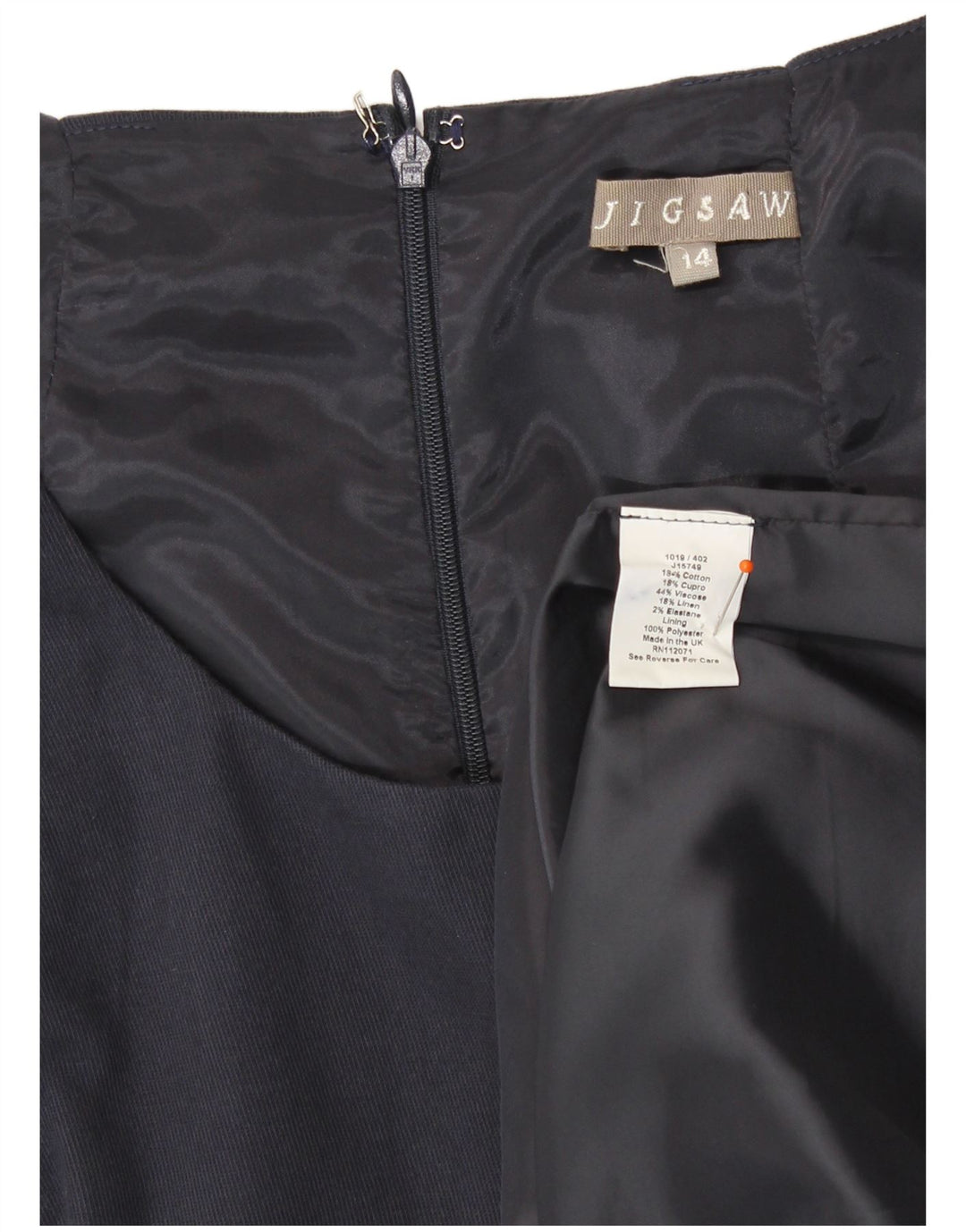 Jigsaw Damen Ärmelloses Etuikleid UK 14 Medium Marineblau Viskose