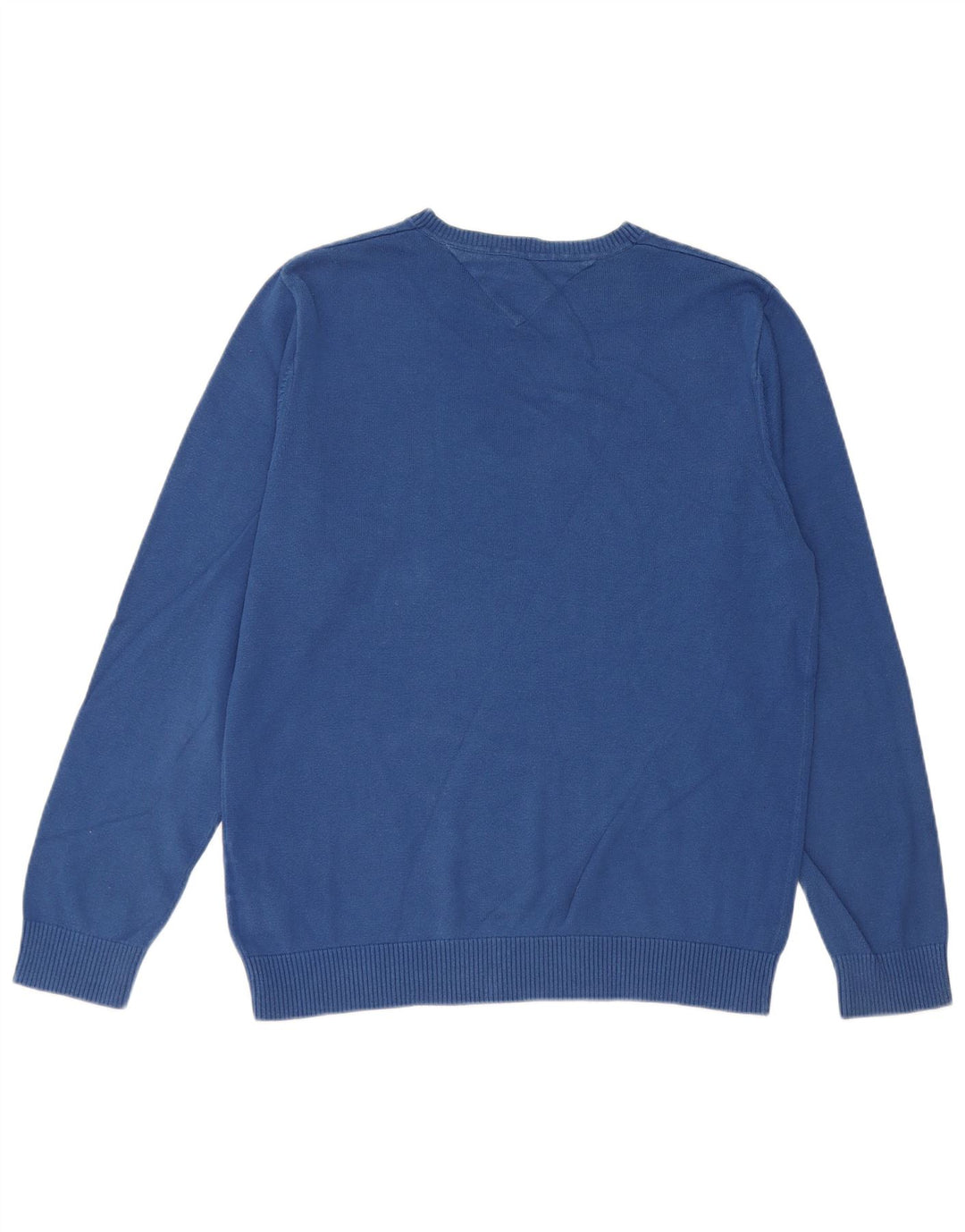 Tommy Hilfiger Herren-Pullover mit Rundhalsausschnitt, reguläre Passform, mittelblaue Baumwolle