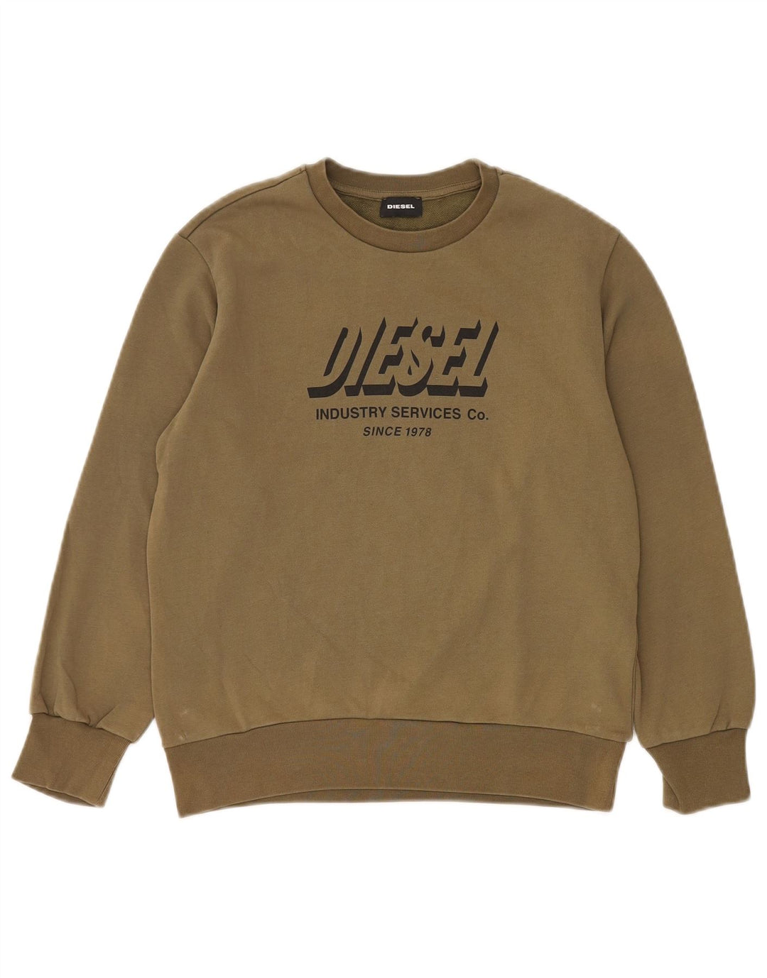 DIESEL Damen Grafik-Sweatshirt-Pullover UK 12 Medium Khaki Baumwolle