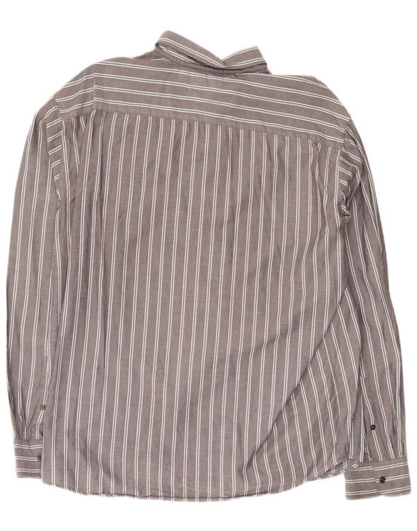 Tommy Hilfiger Herrenhemd XL, graue Nadelstreifen-Baumwolle