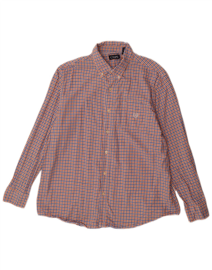 Chaps Herren-Flanellhemd XL aus blauer Gingham-Baumwolle