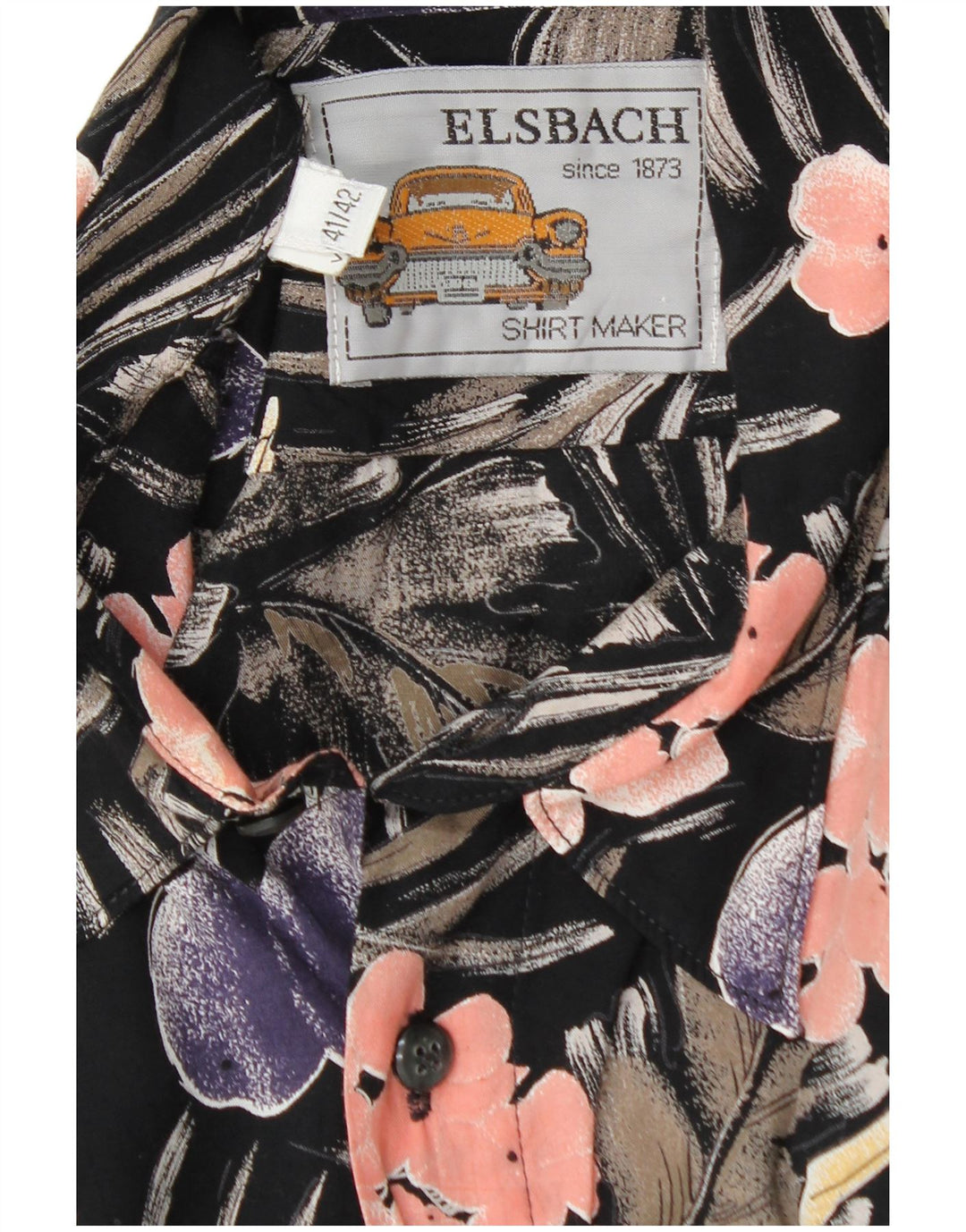 ELSBACH Herren Pullover Shirt Größe 41/42 Große schwarze Viskose mit Blumenmuster