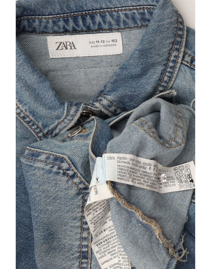 Zara Crop Jeansjacke für Mädchen, 11–12 Jahre, blaue Baumwolle
