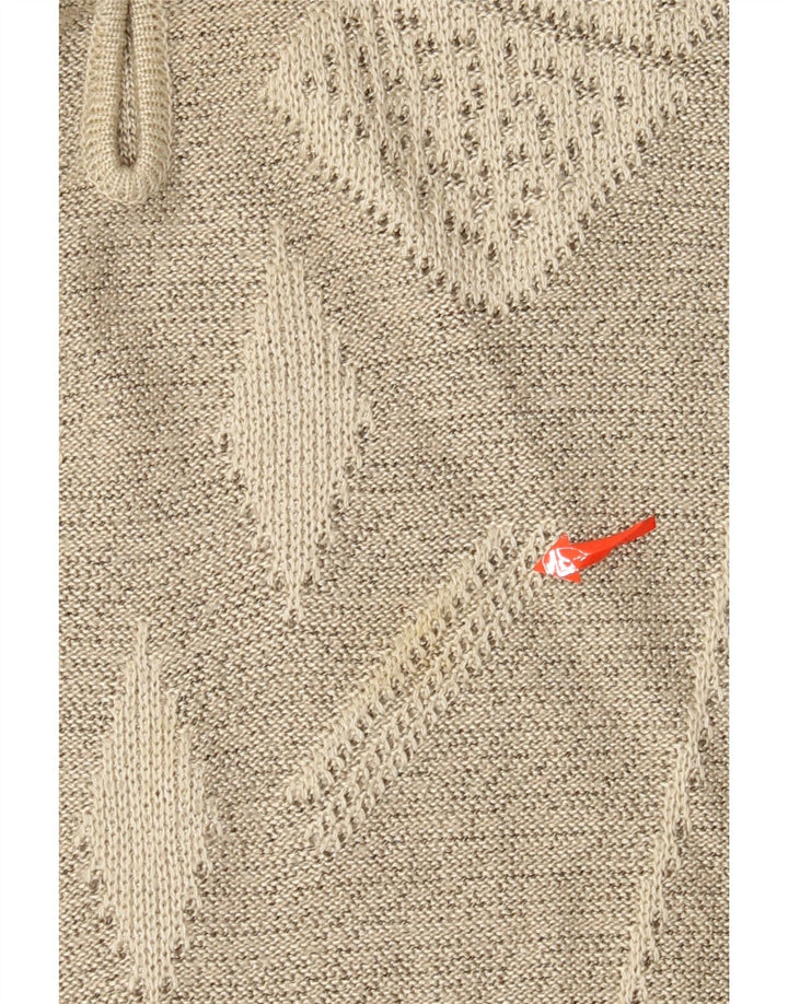 Vintage Damen Pullover mit Knopfkragen, Gr. 14, groß, grau, geometrisch