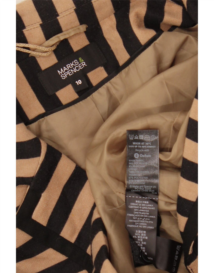 Marks & Spencer Damen Crop Blazer Jacke UK 10 Small Beige gestreift
