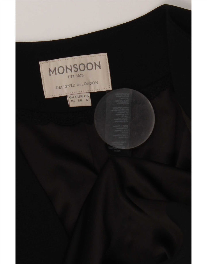 Monsoon Damen Crop Open Blazer Jacke UK 10 Small Schwarz Polyester