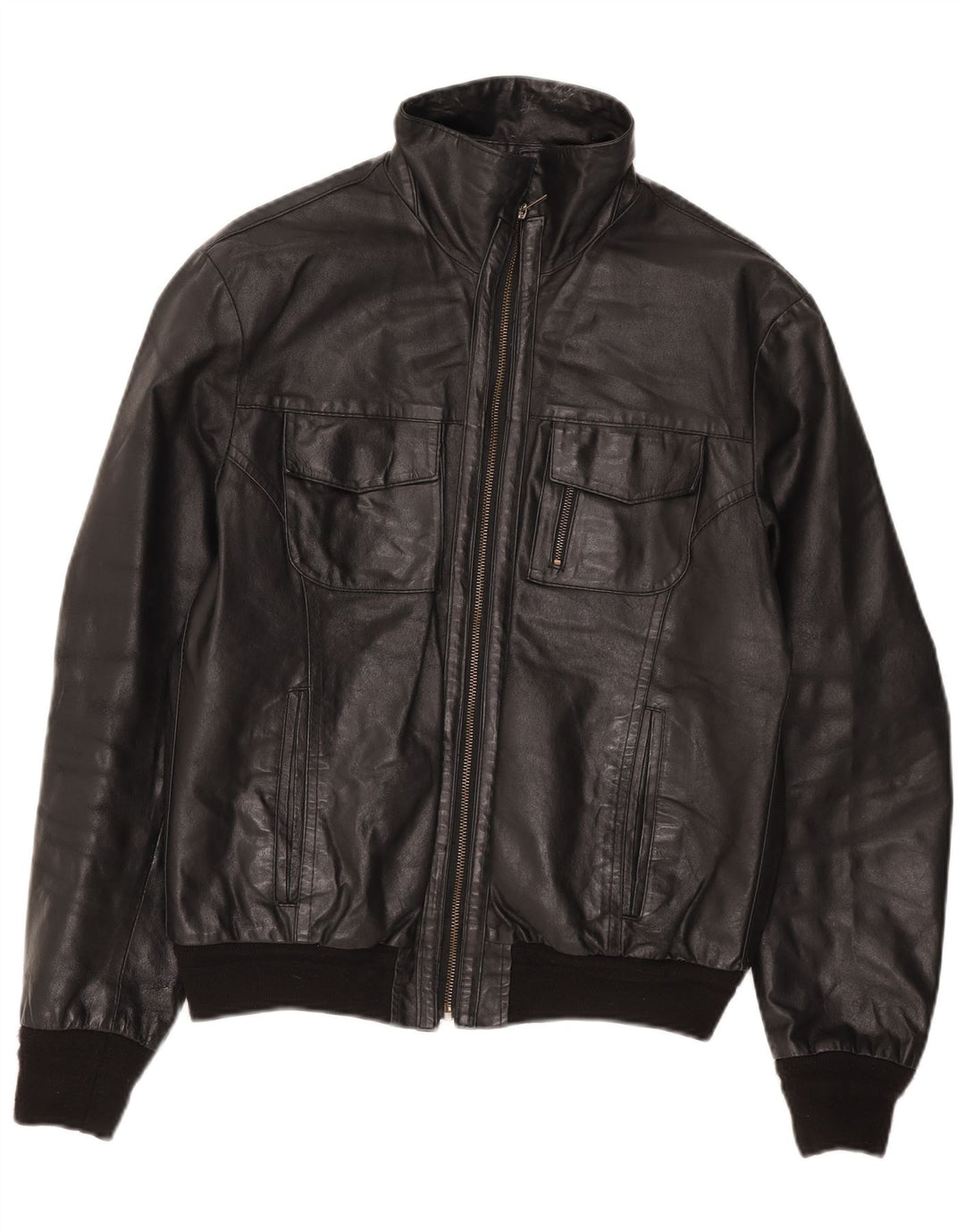 Sasch Herren Lederjacke UK 40 Großes schwarzes Leder