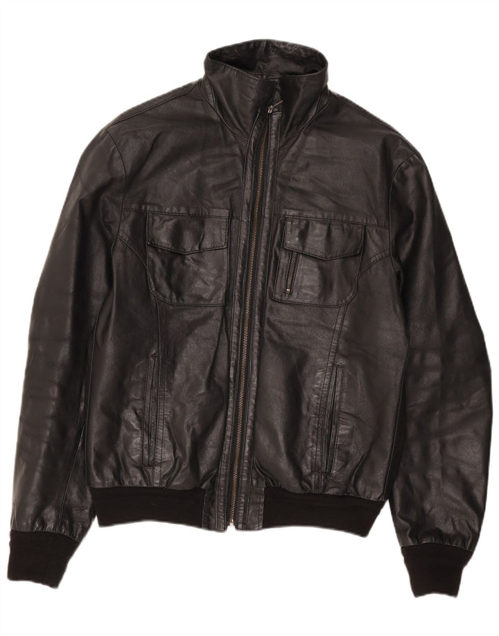 Sasch Herren Lederjacke UK 40 Großes schwarzes Leder