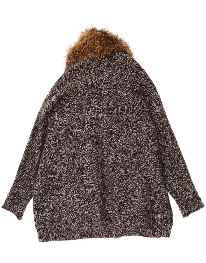 Guess Damen-Strickjacke in Übergröße, lang geschnitten, Gr. 10, Größe S, Grau meliert