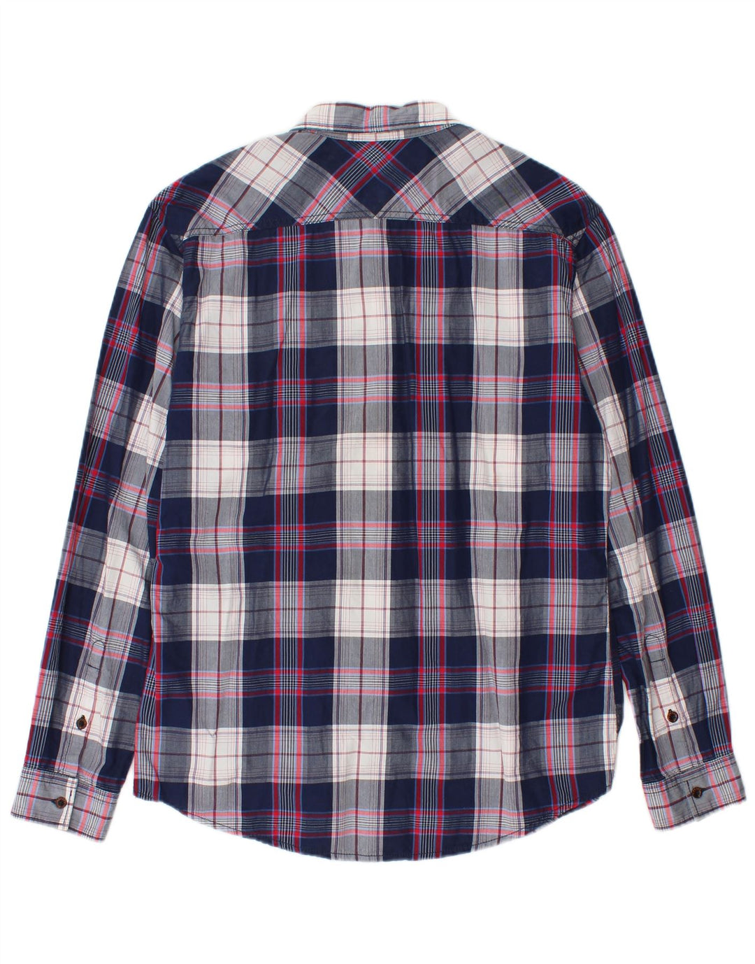 Esprit Herren-Slim-Fit-Hemd aus mittelblauer Karo-Baumwolle in Marineblau