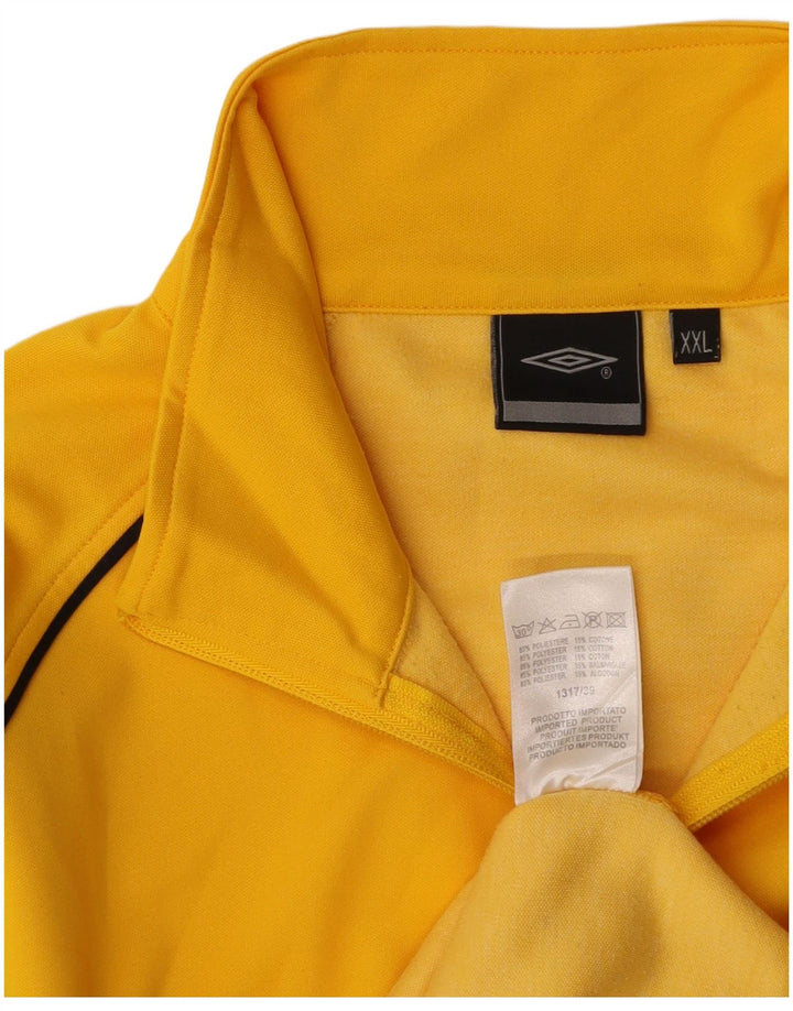UMBRO Mens Zip Neck Sweatshirt Jumper 2XL Yellow Polyester