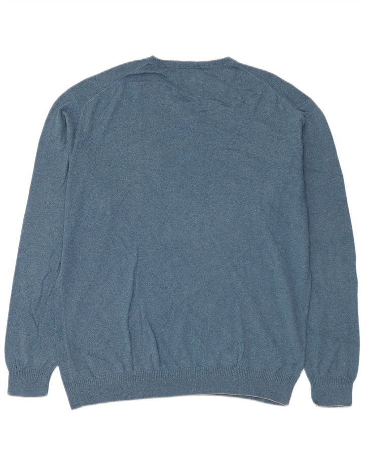 Marlboro Classics Herren-Pullover mit V-Ausschnitt, 3XL, blaue Baumwolle