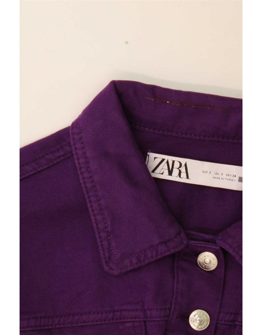Zara Damen Crop Jeansjacke UK 10 Small Lila