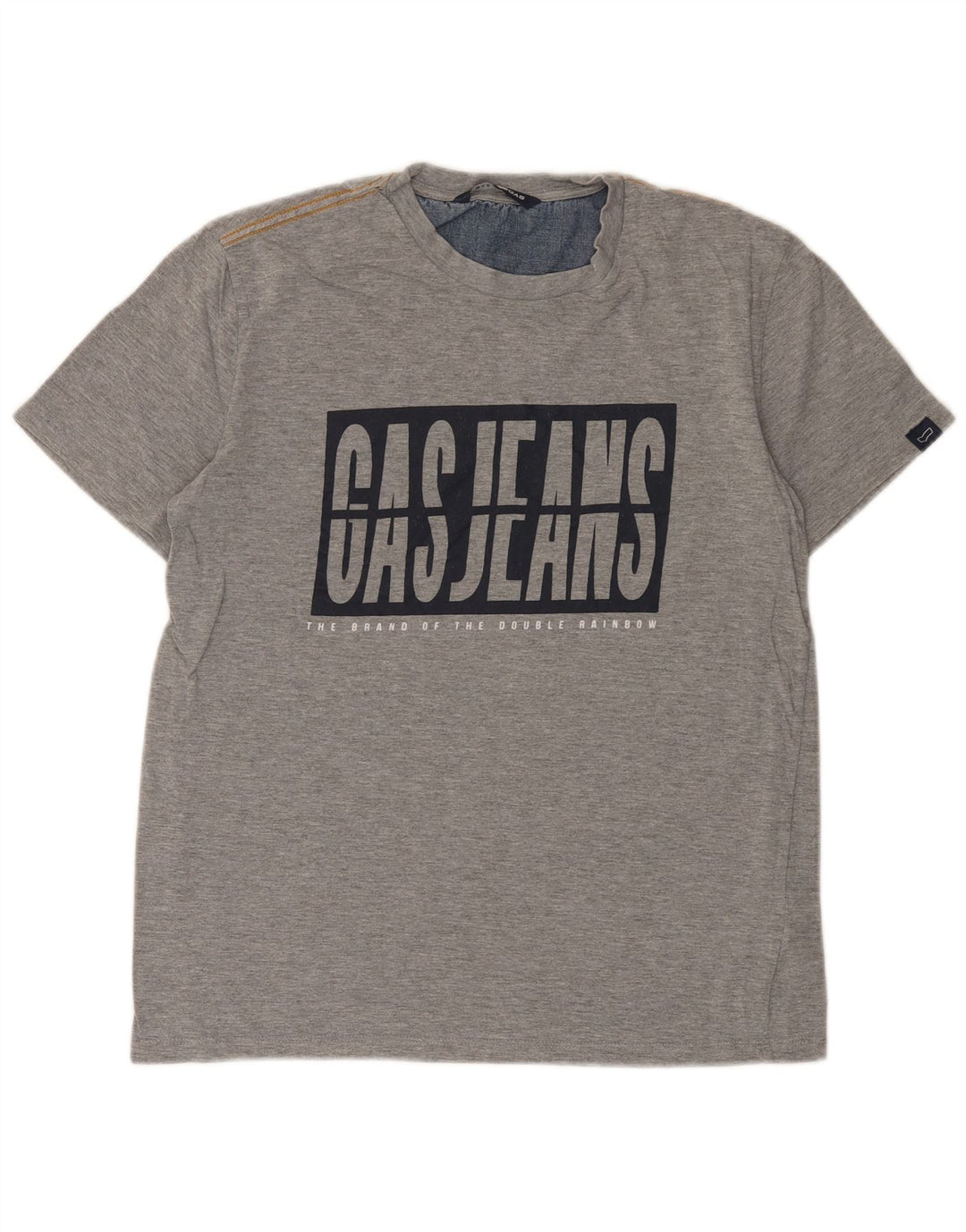 Gas Damen Grafik-T-Shirt-Oberteil UK 16 Large Graue Baumwolle