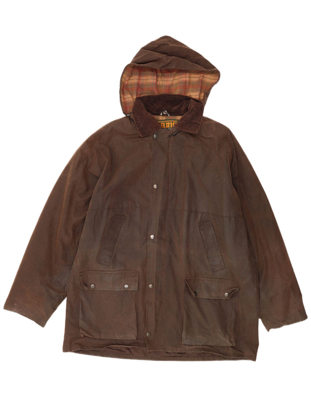 Game Technical Apparel Herren-Jacke aus gewachster Baumwolle mit Kapuze, UK 44, 2XL, Braun