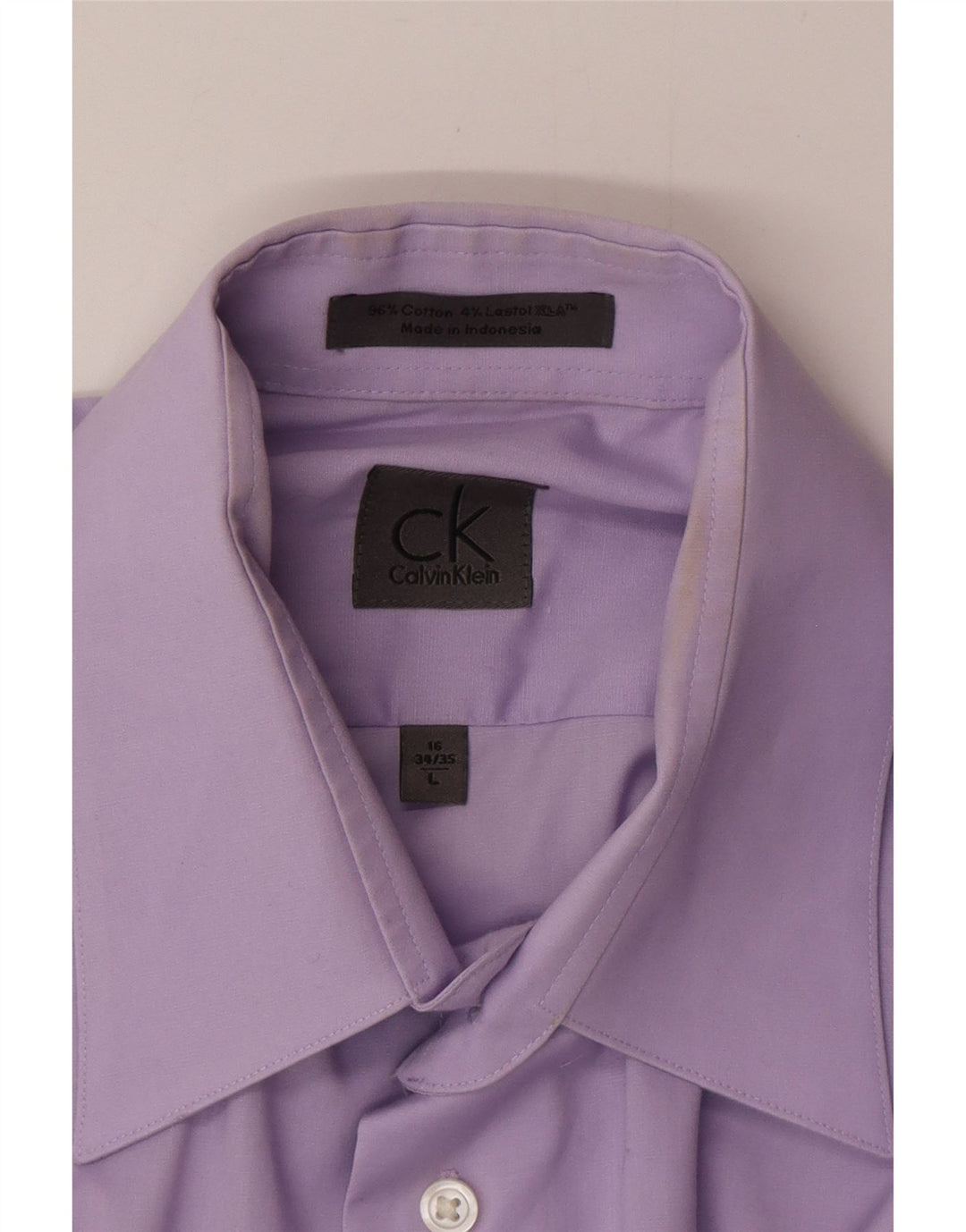 Calvin Klein Herrenhemd Größe 16 Large Lila Baumwolle