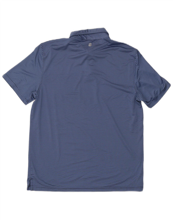 Izod Herren-Poloshirt aus mittelblauem Nadelstreifen-Polyester