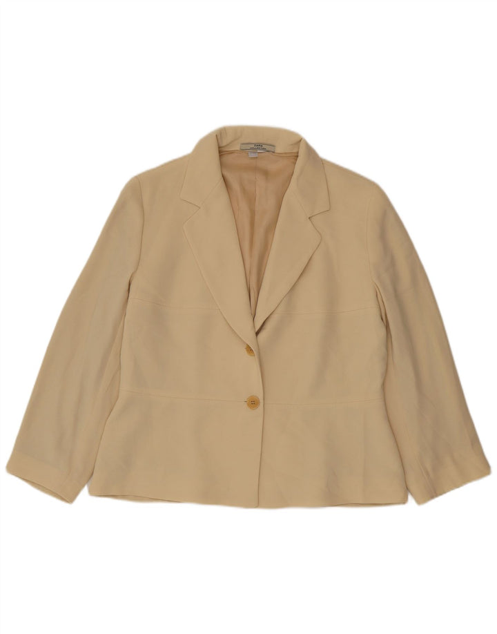 Zara Damen 2-Knopf-Blazerjacke US 14 XL Beige Polyester