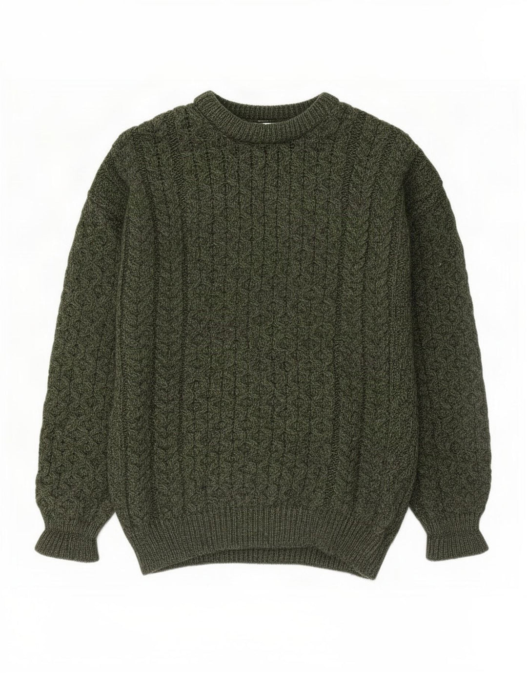 Aran Crafts Herren-Pullover mit Rundhalsausschnitt, Größe S, grüne Merinowolle
