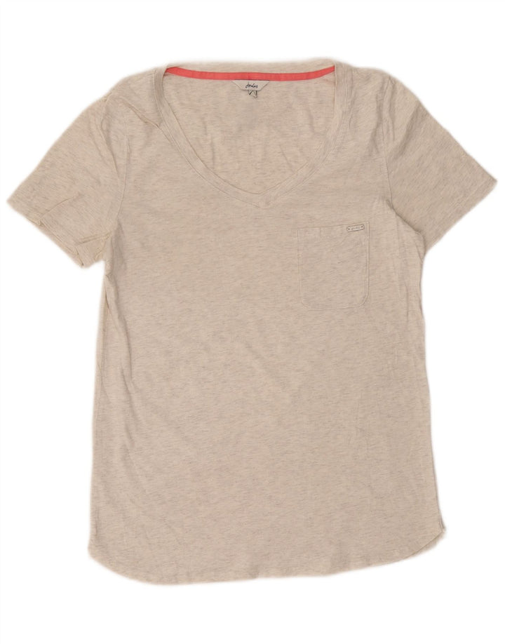 JOULES Damen T-Shirt Top UK 12 Medium Off White Meliert