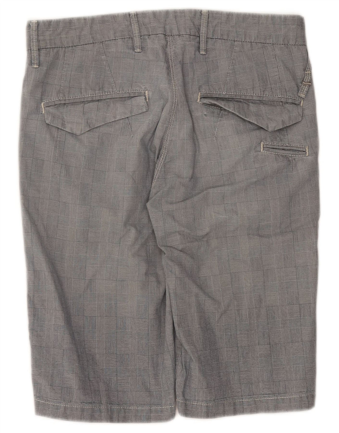 GAS Herren Chinoshorts W30 Mittelgrau karierte Baumwolle
