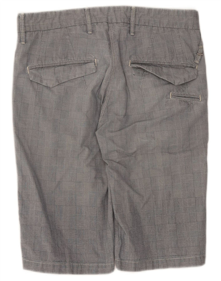 GAS Herren Chinoshorts W30 Mittelgrau karierte Baumwolle