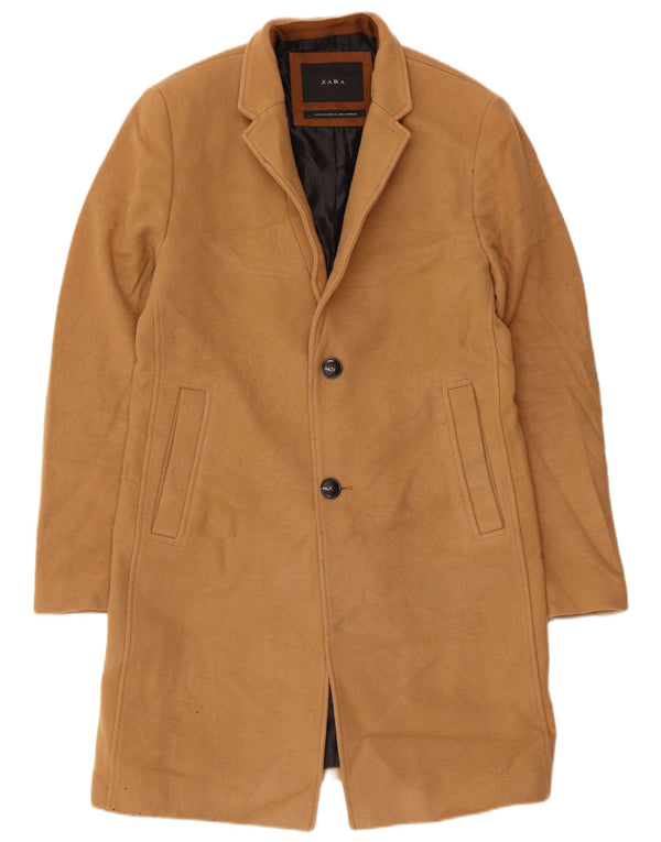 Zara Mens Overcoat UK 38 Medium Beige Wool