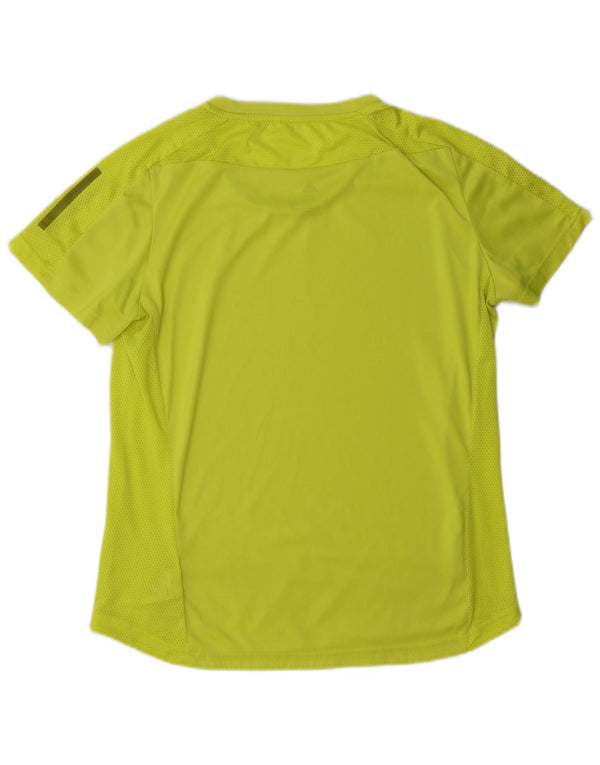 Adidas Damen Running Short Sleeve T-Shirt Top UK 16/18 Large Yellow Sports