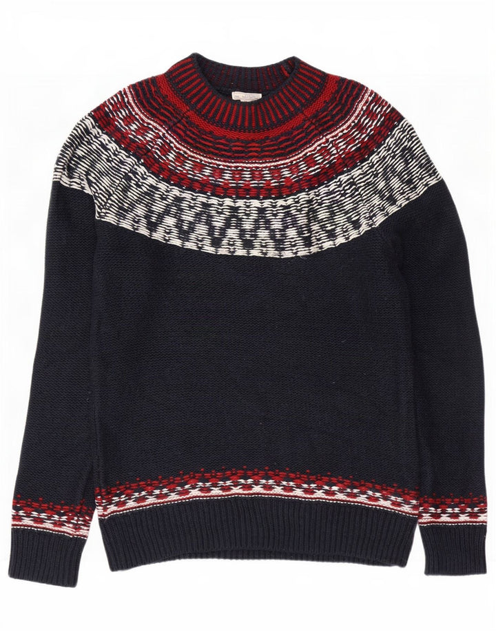 Gap Rollkragenpullover für Herren, Größe S, Marineblau, Fair-Isle-Baumwolle