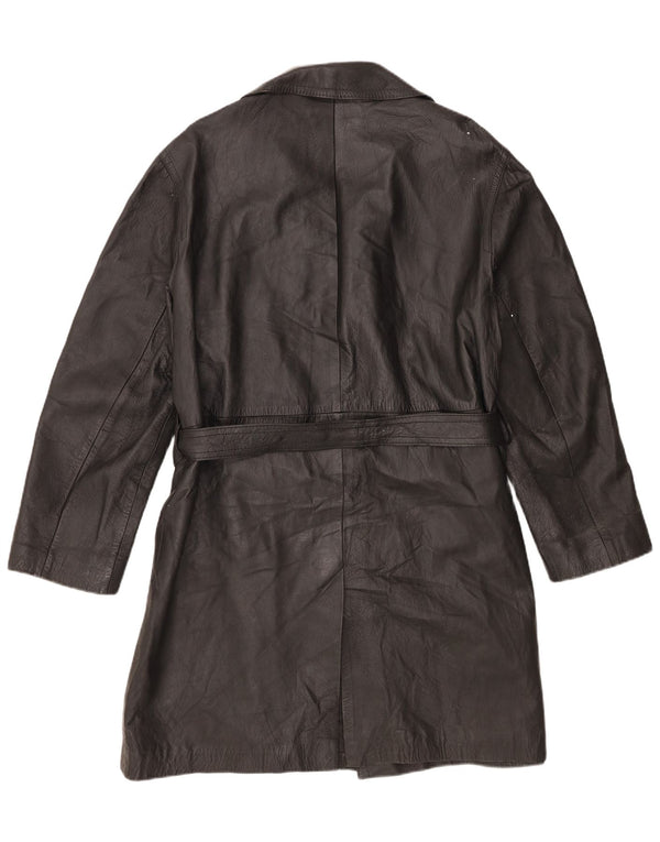 Vintage Damen Ledermantel UK 14 Large Schwarz