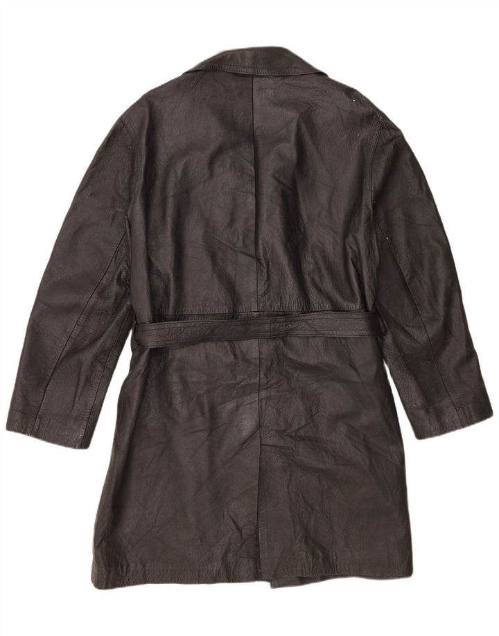 Vintage Damen Ledermantel UK 14 Large Schwarz