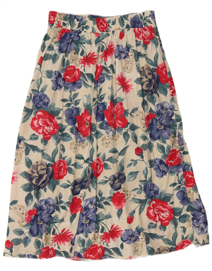 VINTAGE Womens Pleated Skirt IT 42 Medium W30 Multicoloured Floral Viscose