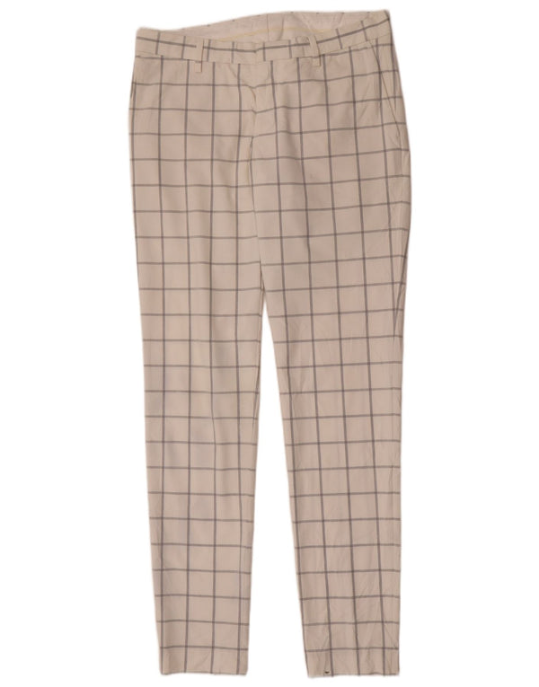 Zara Slim Chino-Hose für Herren, EU 40, M, B31, L33, weiß kariertes Polyester